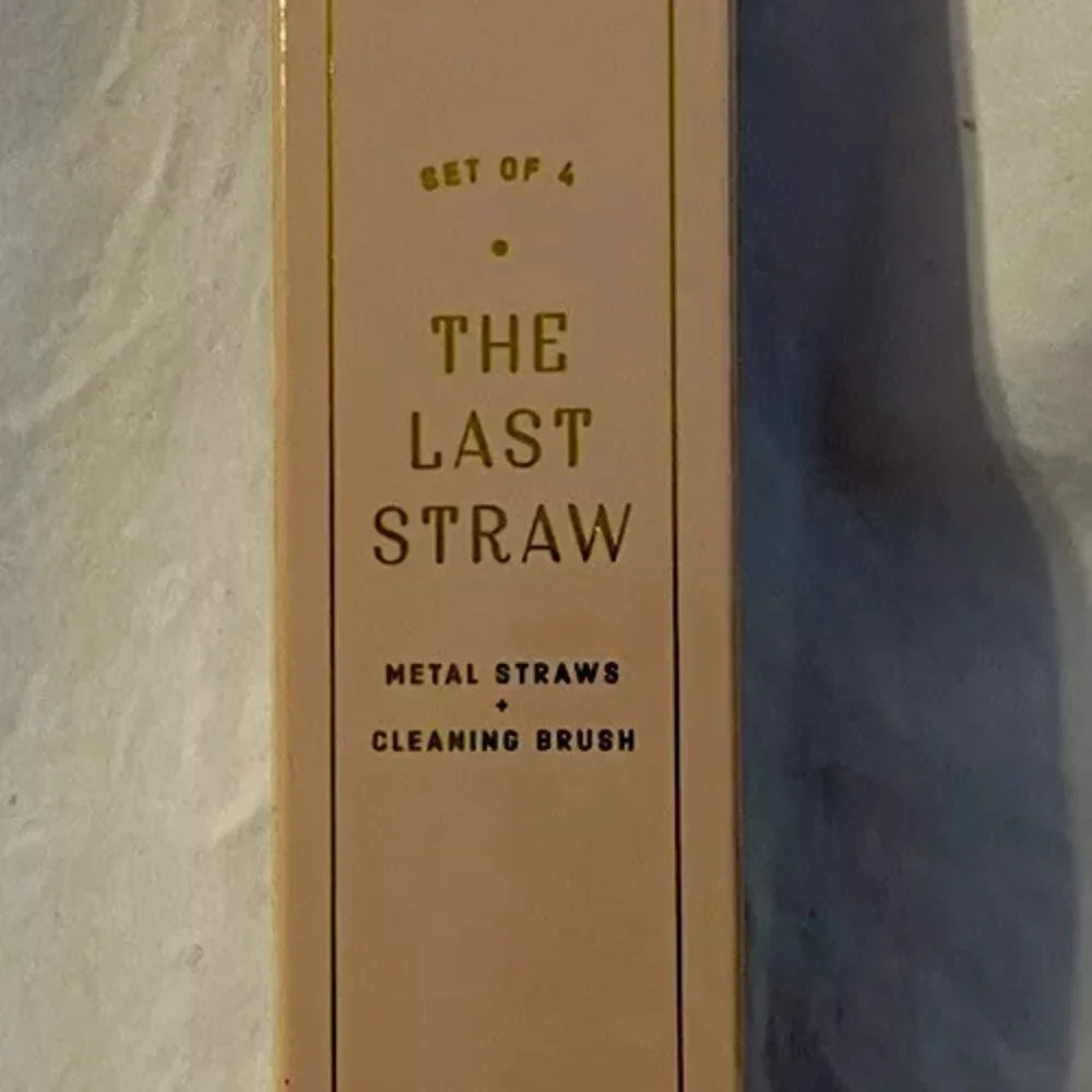 ODEME “The Last Straw” Set of 4 Gold Plated Metal Drinking Straws NEW IN‎ BOX!!